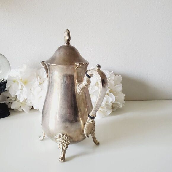 Vintage Victorian Design Silver Pitcher Decorative H: 10" - Picture 6 of 10